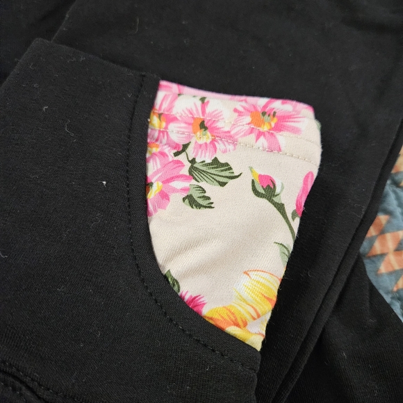 Floral Lined Black Hoodie for Women - Picture 3 of 6